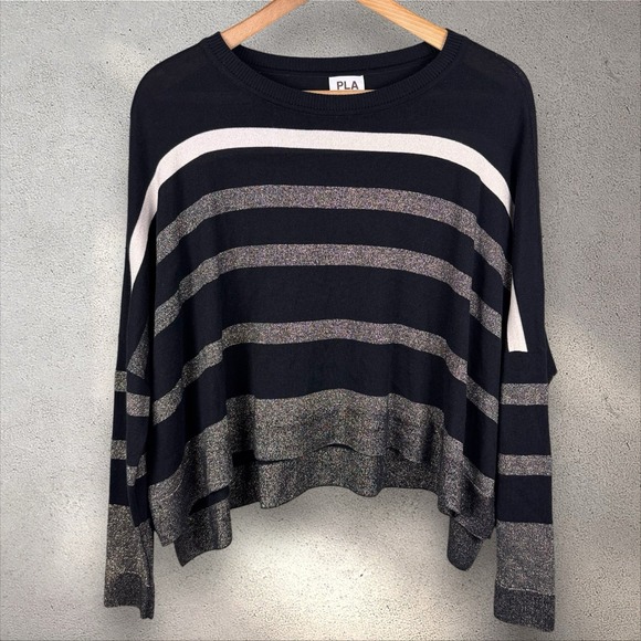 PLANET by Lauren G Sweaters - PLANET by Lauren G Sweater Women's One Size Pima‎ Cotton Modal Metallic Striped